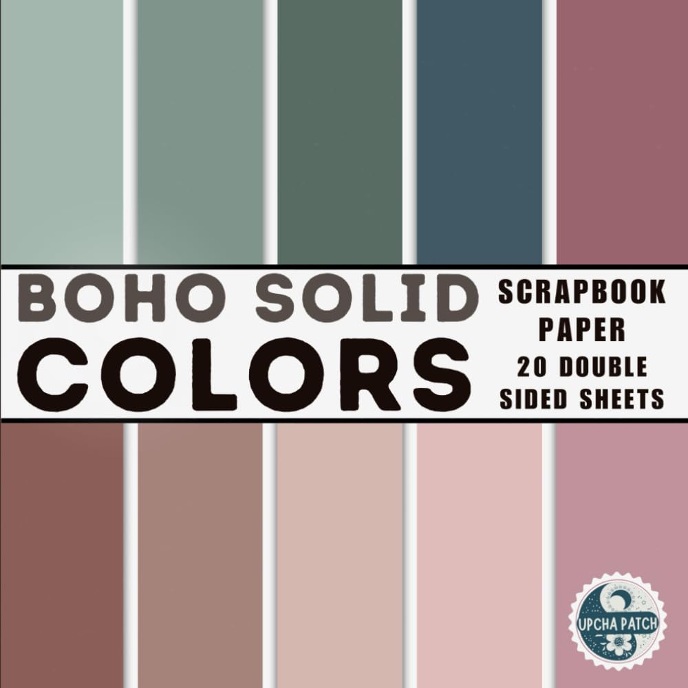 Scrapbook paper, Boho solid colors ,20 Double Sided Sheets part four: Versatile Decorative craft Papers for Wrapping, Junk Journals & Mixed Media, Card Making and more