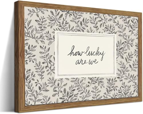 How Lucky Are We Framed Wall Art, Leaf Farmhouse Neutral Print 12x16In