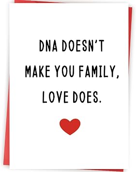 Funny Bonus Dad Card for Fathers Day, Fathers Day Gift for Stepdad, Dad Birthday Gifts from Stepdaughter Stepson, Step Fathers Day Card, Dna Doesnt Make You Family, Love Does