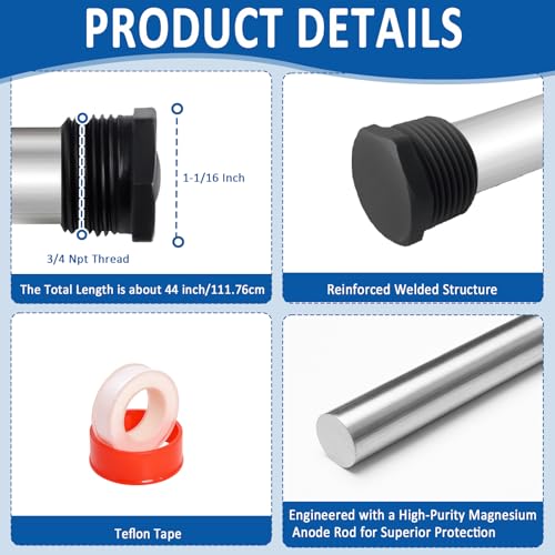 42" Flexible Magnesium Anode Rod for Hot Water Heater, 3/4" NPT by Podoy - Used condition - Image 2