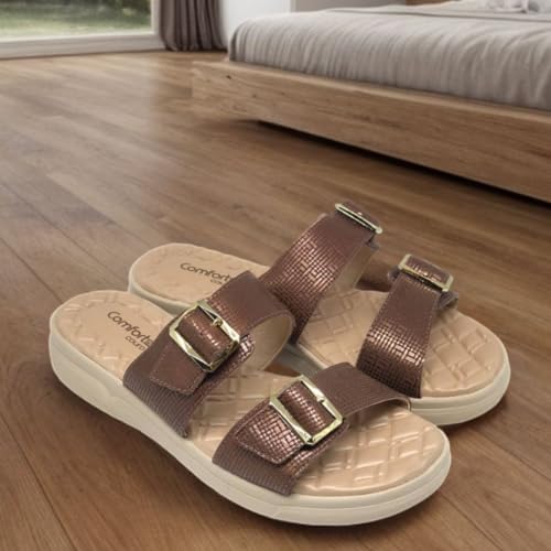 Tamanco Feminino Casual Papete Couro Comfortflex