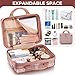Noverlife 14 Inch Portable Makeup Travel Case Hand Luggage, Pressure-proof ABS Carrying Makeup Case Suitcase with Elastic Band, Small Hard Shell Cosmetic Case for Travel Camping Women Girl - Rose Gold