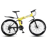 [SISTEMA DE SEGURIDAD]: Los frenos de disco mecánicos delanteros y traseros de las bicicletas de carretera pueden ayudar al ciclista a mantenerse seguro incluso a altas velocidades y terrenos bajos. También puede controlar mejor cuándo y dónde detenerse. El cuadro resistente con horquilla de suspensión delantera y bomba de suspensión trasera puede hacer frente a golpes e inclinaciones, lo que la convierte en una bicicleta de montaña duradera y estable.