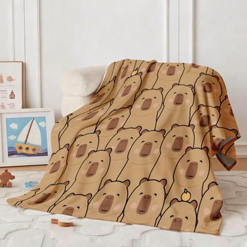 Capybaras Blanket for Boys Girls Soft Fleece Throw Blanket for Kids Toddler Bed for Christmas Birthday Bedroom Decor 50x60