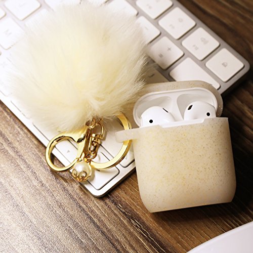 Filoto Case For Airpods, Airpod Case Cover For Apple Airpods 2&1 Charging Case, Cute Air Pods Silicone Protective Accessories Cases/Keychain/Pompom, Best Gift For Girls And Women, Gold #TOP2
