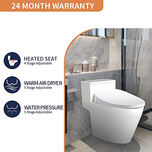 Linklife Bidet Toilet Seats Toilet With Remote Control,Led High-Definition Display, Smart Power Saving, Heated Seat And Warm Water (Elongated) #TOP7