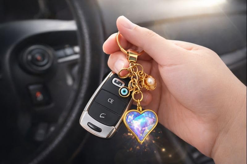 Işığa Göre Renk Değiştiren Mavi Kalp Anahtarlık – Nazar Boncuklu, İnci Detaylı, Şans & Sevgi Simgeli Şık Çanta ve Anahtar Aksesuarı - Görsel 4