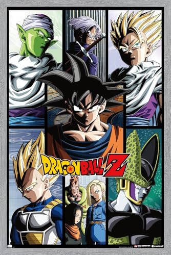 Trends International Dragon Ball Z - Grid Wall Poster, 34L x 22.4W, Gray Framed Version