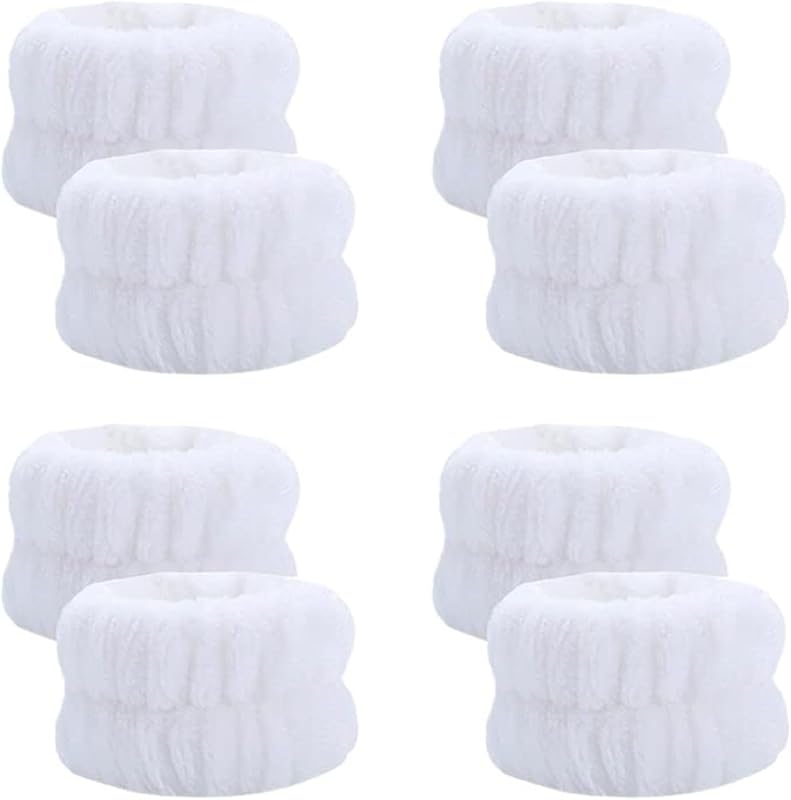 Xinwoxun Faixas de Microfibra para Punhos, Brancas, Pacote com 8