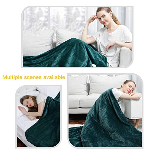 Wapaneus Heated Blanket Electric Throw 72" X 84"Full Size With 3 Heating Levels And Auto Shut Off, Flannel Fast-Heating Electric Blanket, Etl Listed,Machine Washable,Vintage Green #TOP1