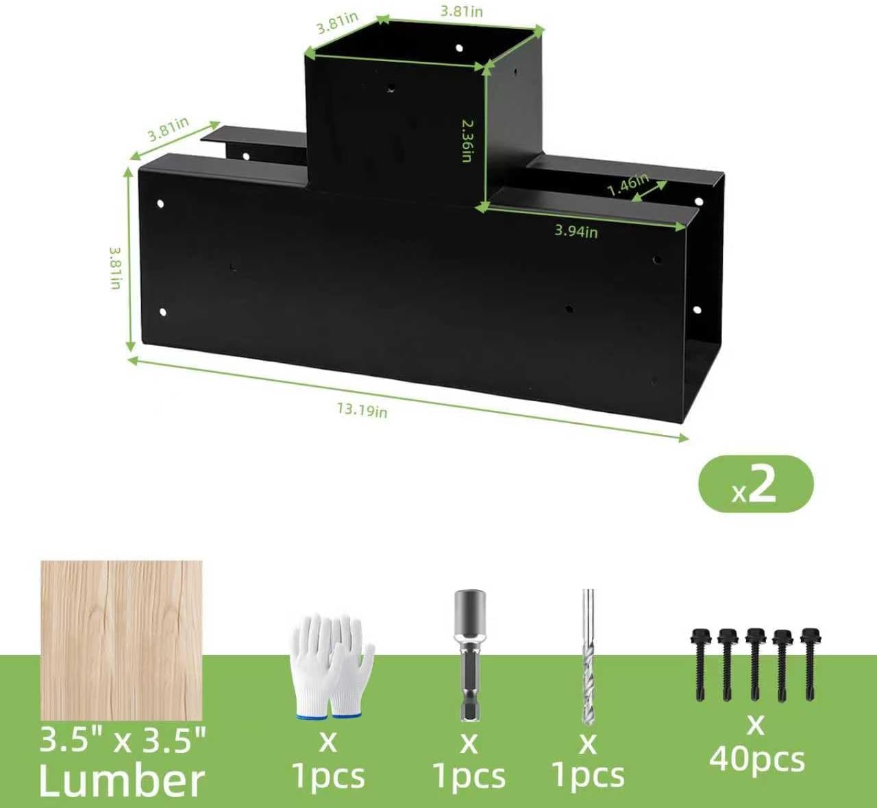 Pergola Bracket kit 4x4,3-Way T-Shaped Bracket Woodworks Pergola kit for Wood Beam (Actual: 3.5" x3.5'') Outdoor Gazebos,Patio Pergolas,Log Cabins (2 Pack)…
