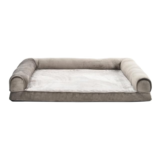 Amazon Basics Cama para perro estilo sofá, de goma, cubierta extraíble, para sala de estar, Taupe