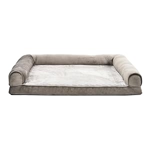 Amazon Basics Cama para perro estilo sofá, de goma, cubierta extraíble, para sala de estar, Taupe, 91 x 69 x 17 cm (L x W x H)