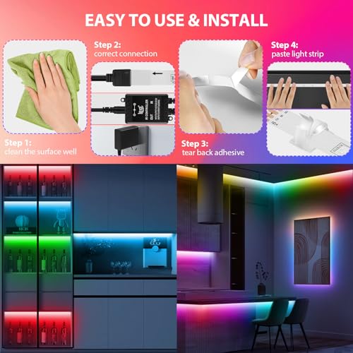 Tira LED RGB 65.6 pies con control remoto IR y 12V miniatura 4