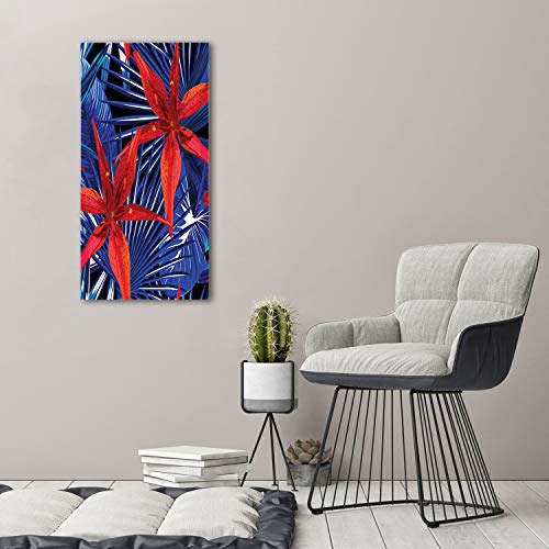 Impression sur verre acrylique Tulup 50x100 cm | Tableau fleurs tropicales rouge - 4