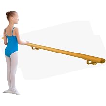 Ballet Barre Single Bar 6 FT Long 2.0 Diameter Gold, Kid Adults Open Bracket Wall Mounted Fixed Height Wooden Ballet HomeStudio Ballet Bar, Dance Bar, Stretch Bar, DancingStretching