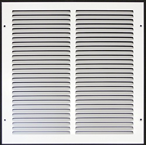 HVAC Premium 12'' x 14'' [Duct Opening] Flat Stamped Steel Return Air Grille - Sidewall and Ceiling - HVAC Vent Duct Cover - White [Outer Dimensions: 13.75''w X 15.75''h]