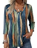 Zeagoo Ladies Tops and Blouses Dressy Casual 3/4 Sleeve Shirts Fall Outfits Pleated Winter Tunics