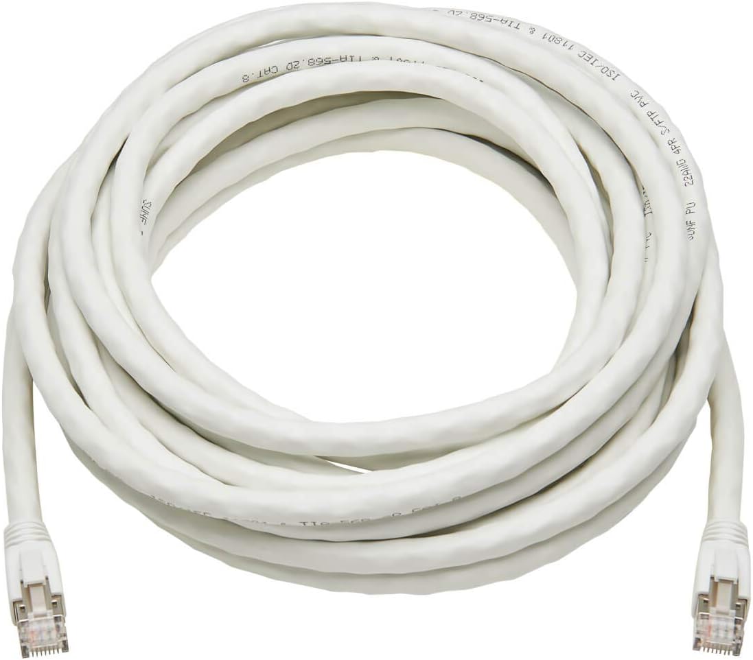 Tripp Lite Cat8 Snagless Ethernet Cable, 25G/40G Certified Network Patch Cable, 22 AWG S/FTP, PoE, White, 25 Feet / 7.6 Meters, Lifelong Warranty (N272-025-WH)