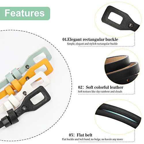 4 Set Women Skinny Waist Belt,Snnsths Colorful Faux Leather Thin Belt For Dress With Flat Snap Buckle (E-4-Pack,M) #TOP2