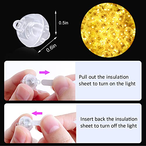 Image of ZGWJ 50PCs Warm White Balloon Lights Mini, Battery Powered, Long Standby Time Waterproof Tiny Led Round Flash Light for Paper Lantern Balloon Party Easter Eggs Wedding Christmas Halloween Decorations