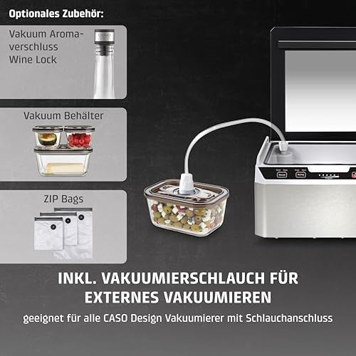 Bild 5 - Caso VacuChef 40 - Kammervakuumierer aus Edelstahl, 3L Vakuumkammer 70 Liter/Minute, doppelte Schweißnaht, einstellbare Vakuum- und Schweißzeit, 1417
