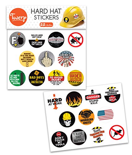 Hard Hat Stickers And Tool Box Stickers | Funny Decals For Construction Workers, Motorcycle Helmets, Mechanics, Electricians, Union Workers | Set Of 22 | Waterproof! #TOP6