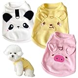 Camisas para Perros pequeños con Anillo en D 3 Piezas Ropa para Perros Suave y Transpirable de Dibujos Animados Lindos con patrón de Oso de Cerdo y Panda Camiseta sin Mangas para Mascotas M Camis-
