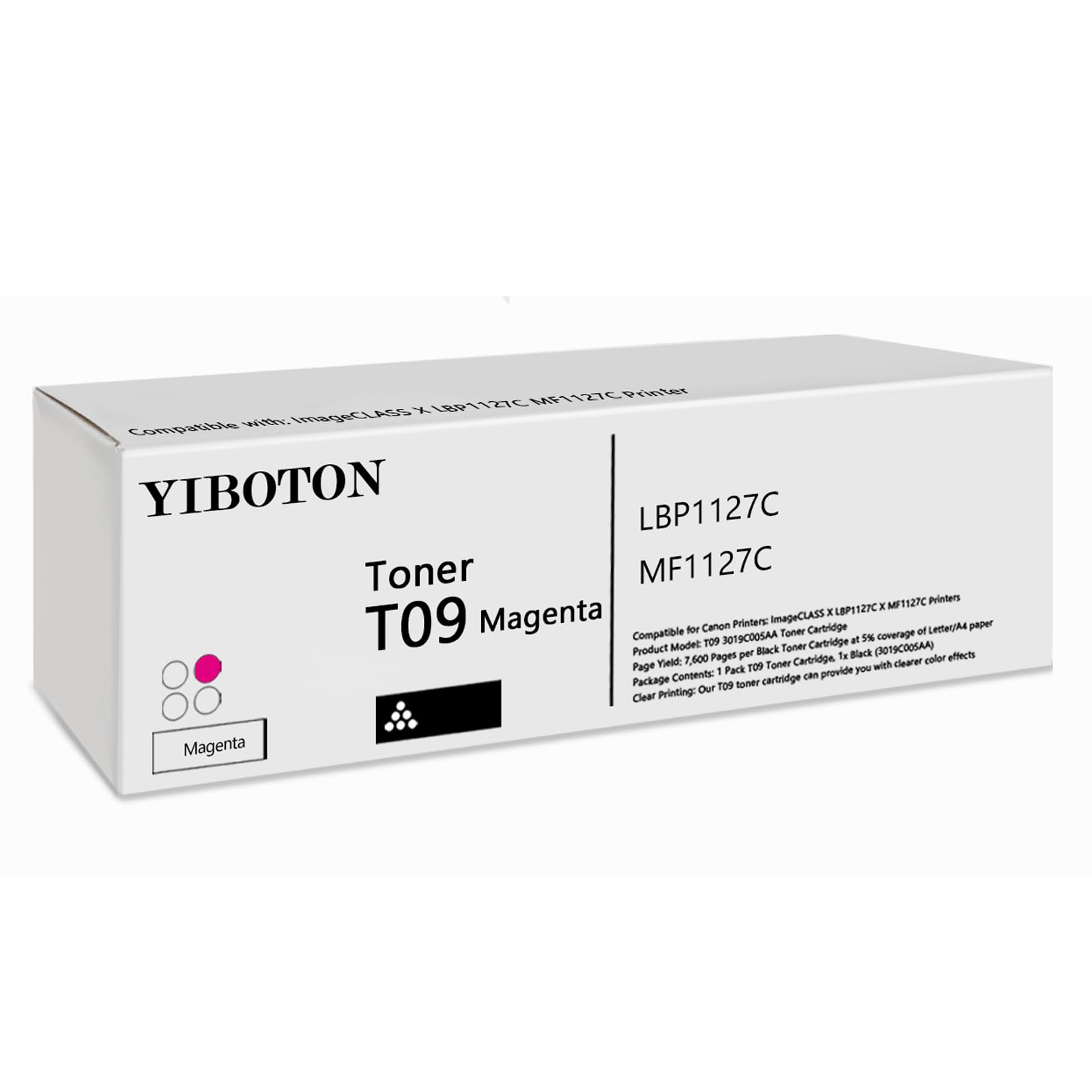 YiBoton T09 Magenta Toner Cartridges with Chip 3018C005AA Replacement for T09 Toner Suitable for ImageCLAss X LBP1127C MF1127C Printer