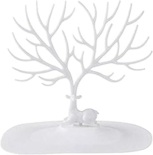 حامل لعرض المجوهرات، اقراط على شكل برج، منظم للسلاسل، تعليق دائري، ديكور لتزيين غرفة النوم المنزلية، بلاستيك، ابيض