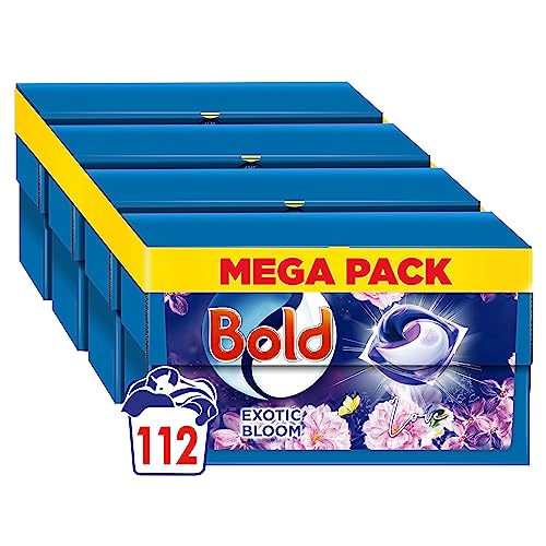 Bold All-in-1 PODS Washing Liquid Laundry Detergent Tablets / Capsules, 112 Washes (28 x 4), Exotic Bloom, With Built-In Lenor Fabric Softener