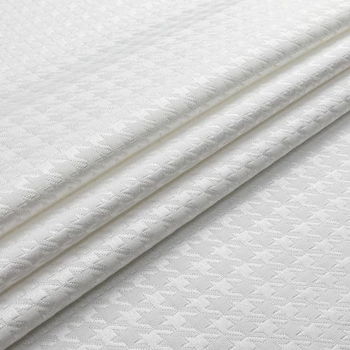 Majestic Giftware Premium Jacquard Cut Fabric Not a Tablecloth Unfinished Edges,38" Wide X 72" Length Houndstooth - White Cloth for DIY Table Runners, Upholstery, Pillows & Window Treatments