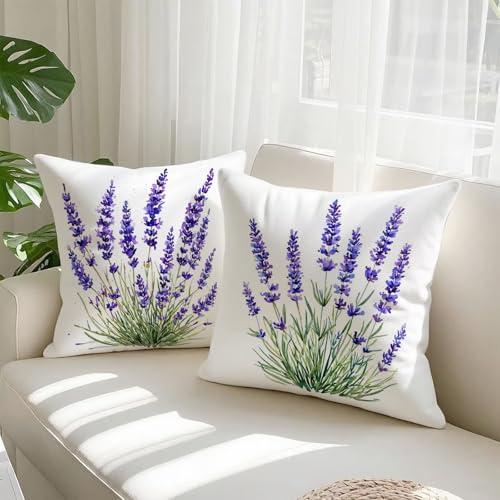 Housse coussin 80x80cm velours taie oreiller violet lot de 2 imperméable - 3