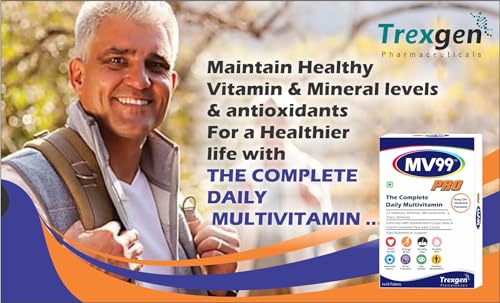 Image of Trexgen MV99-PRO The Complete Daily Multivitamin with A,D,E,K,B-Complex, C, Multiminerals Micronutrients & Trace elements with Grape Seed & Pomegranate extract (3x10 = 30 Tabs)