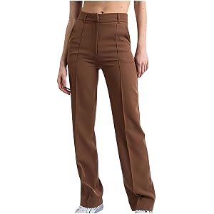 Akklian Wide Leg Dress Pants Women High Waisted Business Casual Pants Long Length Pleated Suit Pants Trendy Office