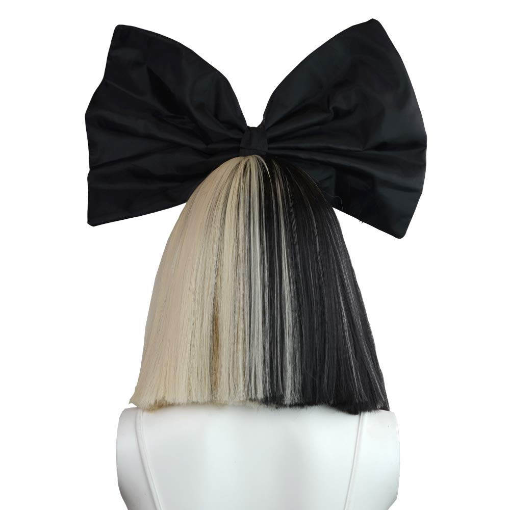 EpicCosplay: Officially Licensed Sia Costume Wig Includes Black Bow Tie for Women and Teens