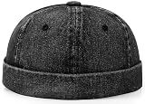 Glamorstar Brimless Dome Hats for Women Men Sailor Beanie Cap Vintage Docker Hat Black