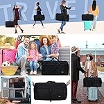 Fmeida 65L Duffle Bag with Shoes Compartment, Foldable Travel Duffel Bags for Men Women, Large Packable Travel Bag Water Repellent & Tear Resistant (Black) - Image 4