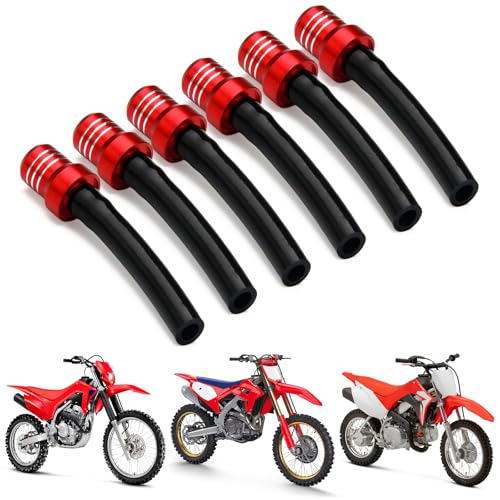 AnXin Motorcycle Gas Cap Air Vent Hose 6 PCS Fuel Oil Tank Valve Tube Breather CNC Universal for 50-450cc CRF XR CR TRX ATV Dirt Pit Bike Quad Red