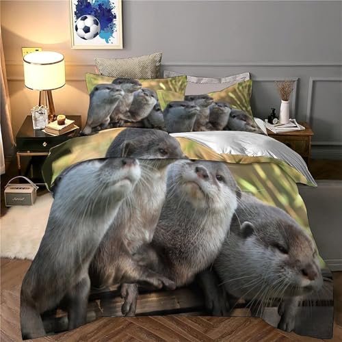 Parure de lit loutre en microfibre durable et douce imprimée 3D