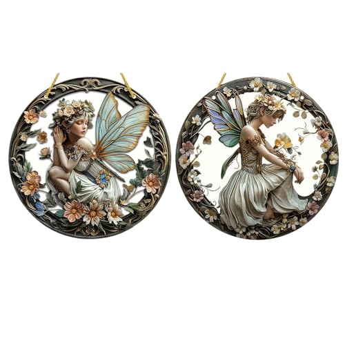 2 PCS Sun Catchers for Windows, Stained Suncatcher, Sun Catcher, Sun Catcher for Windows, Acrylic Sun Catchers, Window Sun Catcher, Sun Catcher Hangings for Home Office Decorations