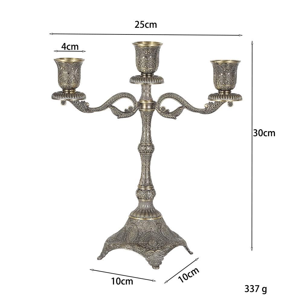 Candelabro Cónico para Decoración de Estilo Rústico, Soporte para Velas, Candelabro para Repisa, Navidad, Hotel, Aniversario, Cena, con 3 Brazos