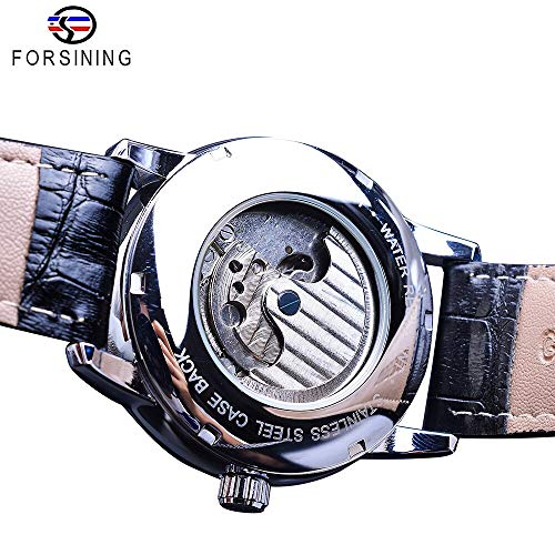 Image of FORSINING Classic Blue Moon Phase Mechanical Automatic Men's Leather Wrist Watch