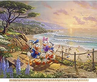 Donald Duck & Family Beach Disney Digital Cotton Print Fabric Panel