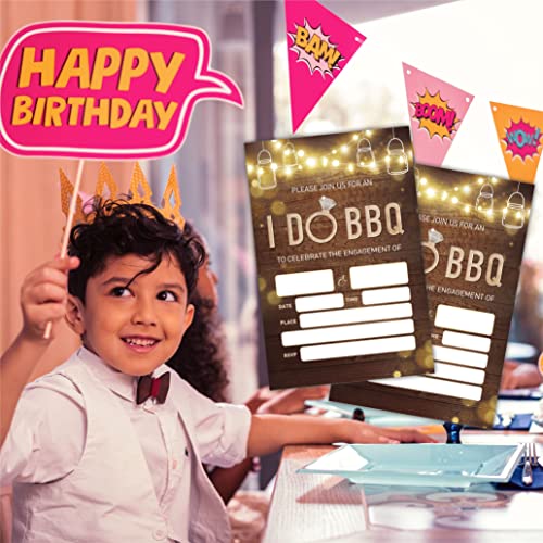 I Do Bbq Invitation, Wedding, Rustic Engagement Invitation Cards For Boys & Girls, Set Of 20 Invites With Envelopes, Fill In Style Invitation-Party Favor, Decorations And Supplies-B19 #TOP3
