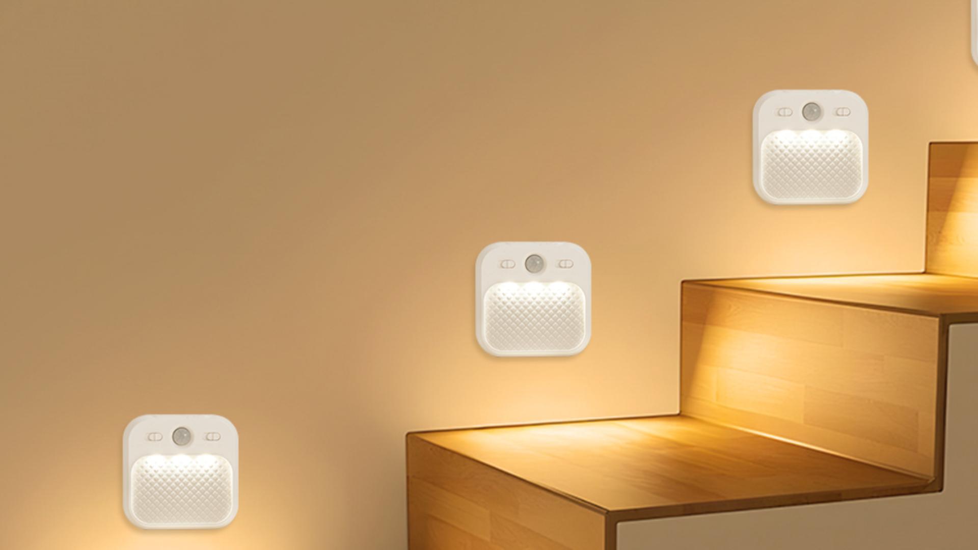 Image of ZSLAIFU Rechargeable Motion Sensor LED Night Lights Dimmable Cabinet Lighting with Adjustable Timer 3 Color Temperatures Ideal for Stairs Hallways and Children's Rooms