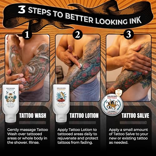 Billy Jealousy Marked IV Life Complete Tattoo Care Kit, Includes Tattoo Defining Aftercare Salve, Brightening Tattoo Wash and Moisturizing Tattoo Lotion, Travel Friendly Size