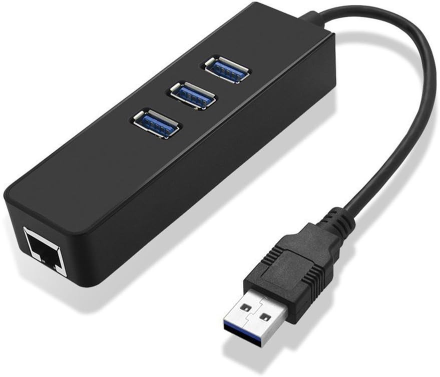 3-Port USB 3.0 Hub with Ethernet USB Hub, ZACTEK, Supporting RJ45 10/100/1000 Mbps Ethernet Network USB Hub Compatible with iMac MacBook Microsoft Surface Tablet Laptop PC Computer