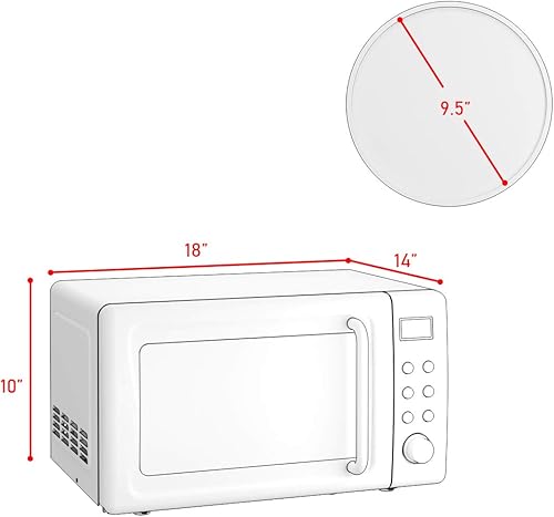 Miniatura 6 de Horno microondas retro, Safeplus de 0.7 pies cúbicos, microondas de 700 W con placa de acero laminado en frío, 5 micro descongelación y función de