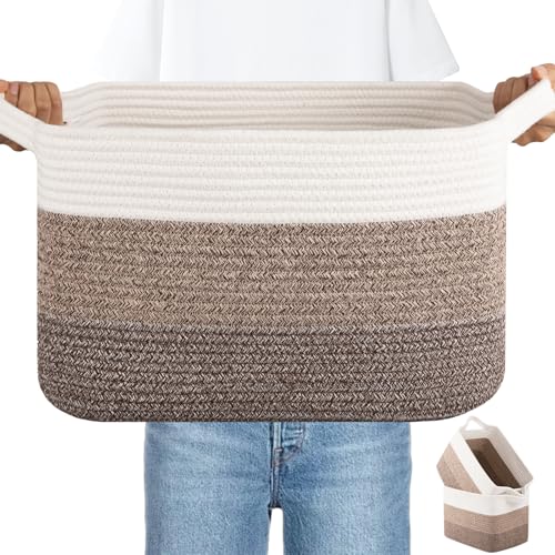 Image of OIAHOMY 30L Storage Basket Large Blanket Basket Living Room Dark Brown